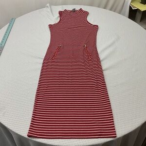 Chic Red Striped Midi Dress